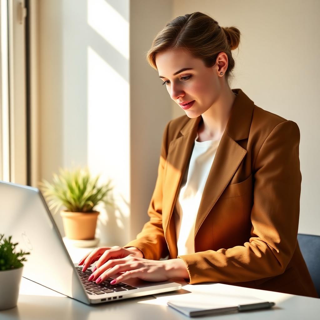Kobieta w wieku 30-35 lat ucząca się języka online